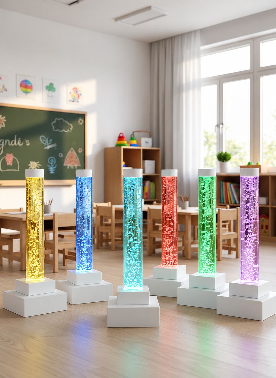 Colunas de bolhas instaladas em sala de aula
